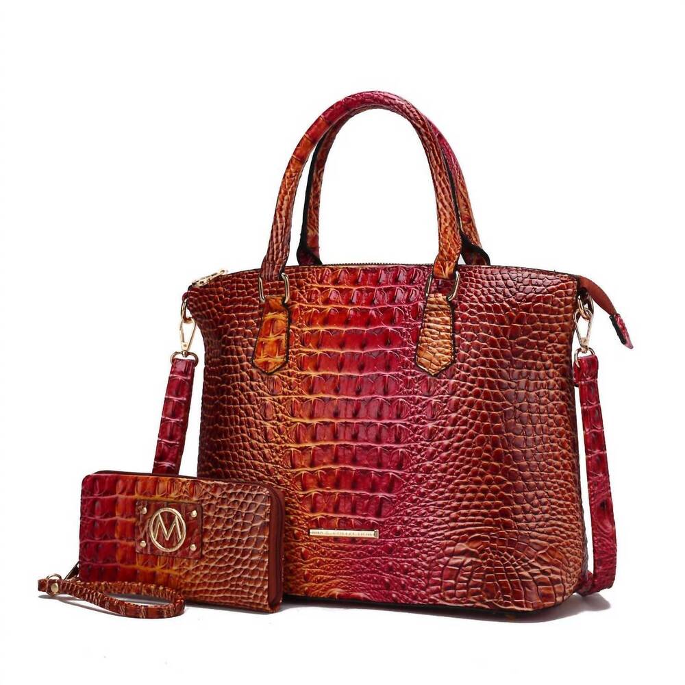 NEW MKF COLLECTION women's frankie gradient rainbow satchel with wallet in coral